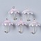 Printed Acrylic Pendants, with Golden Plated Brass Findings, 3D Umbrella with Flower Pattern, Plum, 22~24x18x18mm, Hole: 1.2~1.8mm