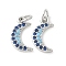 Brass Micro Pave Cubic Zirconia Pendants, Cadmium Free & Nickel Free & Lead Free, Moon Charms, with Jump Ring, Platinum, 12x7x2mm, Hole: 2.5mm