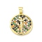 Brass with Cubic Zirconia Pendants, Cadmium Free & Lead Free, Round, Colorful, 22x20x2.9mm, Hole: 5x3.5mm