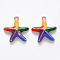 Brass Enamel Charms, Nickel Free, Starfish/Sea Stars, Real 18K Gold Plated, Colorful, 14x13.5x3.5mm, Hole: 1mm