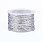 Nylon Metallic Cords, Silver, 1mm, about 20m/Roll