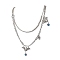 Halloween 304 Stainless Steel Double Layer Waist Chain Belts, Skull & Bat Alloy Pendant Waist Chain, Stainless Steel Color, 520mm