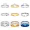 9Pcs 9 Styles Cubic Zirconia Heart Finger Rings, Textured Stackable Rings, Mixed Color, Inner Diameter: 17.5~19.8mm, 1Pc/style