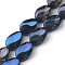 Transparent Electroplate Glass Bead Strands, Rainbow Plated, Teardrop, Blue, 18.5x12.5x6mm, Hole: 1mm, about 40pcs/strand, 29.29 inch(74.4cm)