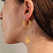 Stylish 201 Stainless Steel Heart Pendant Hoop Earrings, Real 18K Gold Plated, 57x25mm