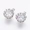 Brass Micro Pave Cubic Zirconia Charms, Flat Round, Platinum, 15x13x7mm, Hole: 2.5x4.5mm