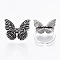 Adjustable Tibetan Style Alloy Cuff Rings, Open Rings, Lead Free & Cadmium Free, Butterfly, Antique Silver, Size 5, Inner Diameter: 16mm