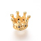 Brass Micro Pave Cubic Zirconia Beads, Cadmium Free & Lead Free, Crown, Golden, 11x7mm, Hole: 6mm