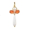 Glass Pearl Big Pendants, with Acrylic & Seed Beads & Golden Brass Findings, Cross, Dark Orange, 68x31x10mm, Hole: 4x4mm