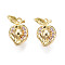Brass Micro Pave Cubic Zirconia Pendants, Cadmium Free & Nickel Free & Lead Free, Real 18K Gold Plated, Pomegranate, Clear, 15x10.5x8mm, Hole: 1.2mm