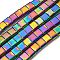 Electroplated Non-magnetic Synthetic Hematite Beads Strands, Rectangle, 2-Hole, Colorful, 6x4x3mm, Hole: 1.2mm, about 95pcs/strand, 15.35 inch(39cm)