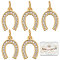 Beebeecraft 6Pcs/Box Horseshoe Charms Cubic Zircon Western Lucky Horseshoe Charms for Jewelry Necklace Bracelet Making