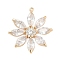 Brass Micro Pave Cubic Zirconia Pendants, Cadmium Free & Nickel Free & Lead Free, Flower Charms, with Glass, Real 18K Gold Plated, 26x24x4.5mm, Hole: 1mm