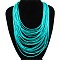 Bohemian Style Imitation Leather Cord Multi Layered Necklaces, Cyan, 17.72 inch(45cm)