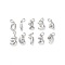 Brass Pendants, Number Charms, Rack Plating, Long-Lasting Plated, Lead Free & Cadmium Free, Platinum, 14~14.5x4~10.5x3~5mm, Hole: 4x2.5mm
