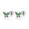 925 Sterling Silver Clear Cubic Zirconia Butterfly Stud Earrings, Green, 6x4mm