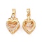 Brass Micro Pave Clear Cubic Zirconia Pendants, Cadmium Free & Nickel Free & Lead Free, Heart with Crown Charms, Real 18K Gold Plated, 15.5x9.5x6mm, Hole: 5x3mm