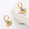 Stainless Steel Fan Hoop Earrings, with Synthetic Turquoise, Golden, 10x15mm