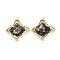 Natural Obsidian Pendants, Textured Rhombus Charms, with 304 Stainless Steel Settings, Golden, 24x22.5x6~8mm, Hole: 1mm