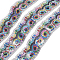 4~4.5M Ethnic Style Polyester Lace Trim with Colorful Paillette, Sparkle Embroidery Lace Ribbon, Sun Pattern, with 1Pc Thread Bobbins White Cards, Black, 2-3/8 inch(60mm)