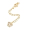 Brass Micro Pave Cubic Zirconia Ends with Chains, Cadmium Free & Nickel Free & Lead Free, Butterfly, Real 18K Gold Plated, 75mm, Hole: 2.5mm