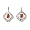 Brass Micro Pave Cubic Zirconia Pendants, Cadmium Free & Nickel Free & Lead Free, with Glass and Shell, Rhombus, Real Platinum Plated, 18x16x4.5mm, Hole: 5.5x3mm