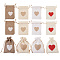 Burlap Packing Pouches, Drawstring Bags, Rectangle with Heart Pattern, Mixed Color, 14.2~14.5x10cm, 24pcs/set