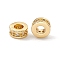 Brass Spacer Beads, with Crystal Rhinestone, Flat Round, Real 18K Gold Plated, Cadmium Free & Nickel Free & Lead Free, 7x3~3.7mm, Hole: 3.4mm
