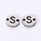 Tarnish Resistant 201 Stainless Steel Links, Laser Cut, Flat Round with Letter, Letter.S, 6x6x1mm, Hole: 0.8mm