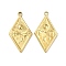 Ion Plating(IP) 304 Stainless Steel Pendants, Rhombus with Sun & Star Charm, Real 18K Gold Plated, 25.5x14x2mm, Hole: 1.6mm