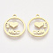 Mother's Day Theme, 201 Stainless Steel Pendants, Laser Cut Pendants, Flat Round with Word I Love Mom, Golden, 17.5x15.5x1mm, Hole: 1.4mm