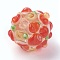 Handmade Lampwork Beads, Rondelle with Flower, Bumpy, Orange Red, 14~15x12~13mm, Hole: 1.5~1.8mm