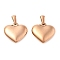 Ion Plating(IP) 304 Stainless Steel Pendants, Heart, Rose Gold, 19.5x20x5.5mm, Hole: 7x3mm