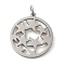 Non-Tarnish 304 Stainless Steel Pendants, with Jump Ring, Flat Round, Stainless Steel Color, Star, 33x29.5x2mm, Hole: 5.5mm