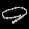 White Acrylic Imitiaotn Pearl Beaded Elastic Chain Belts with Alloy Buckles, Silver Color Plated, Bowknot, 600~800x20~30mm