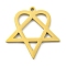 304 Stainless Steel Pendants, Laser Cut, Triangle with Heart Charm, Golden, 24x24x1mm, Hole: 1.5mm