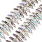 Electroplate Glass Beads Strands, Triangle, Purple, 9x15.5~16x2.8~3mm, Hole: 1mm, about 119~131pcs/strand, 24.21''~24.41''(61.5~62cm)