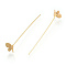 Brass Butterfly Head Pins, Frosted, Nickel Free, Real 18K Gold Plated, 53x0.7mm, Head: 7.5x7mm