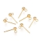 202 Stainless Steel Ball Stud Earring Findings, with 304 Stainless Steel Pins and Loop, Round, Real 18K Gold Plated, 14mm, Hole: 2mm, Pin: 0.8mm