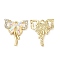 Rack Plating Alloy Pendant, with Acrylic and Rhinestone, Lead Free & Cadmium Free, Bowknot Charms, Golden, 19x16.5x3.5mm, Hole: 1.2mm