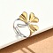 304 Stainless Steel Finger Rings, Clover Charms, Ion Plating(IP), Golden & Stainless Steel Color, 23x19.5mm, 17mm