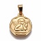 304 Stainless Steel Pendants, Flat Round with Angel, Golden, 20.5x18x2mm, Hole: 4x7mm