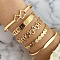 5Pcs 5 Styles Alloy Bangles, Stackable Bangle Set for Women, Golden, Diameter: 67~71mm