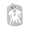 Non-Tarnish Hollow 304 Stainless Steel Pendants, with Jump Ring, Stainless Steel Color, Rectangle Charm, Human, 31.5x21.5x1.4mm, Hole: 5.5mm