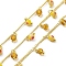 Real 18K Gold Plated Brass Curb Chains, with Glass & Lampwork Round Charms, Soldered, Cadmium Free & Nickel Free & Lead Free, with Spool, Gold, 2x1.5x0.3mm, about 32.81 Feet(10m)/Roll