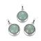 Natural Green Aventurine Pendants, with Brass Findings, Half Round, Platinum, 23~24x19~20x8~10mm, Hole: 8x5mm