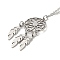 Non-Tarnish 201 Stainless Steel Pendnat Necklace with Cable Chains, Web with Feather, Stainless Steel Color, 19.61~19.65 inch(49.8~49.9cm)
