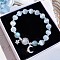 Moon Alloy Cat Eye & Natural Moonstone Round Beaded Charm Bracelets, Platinum, 7-1/8~8-5/8 inch(18~22cm)