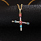 Brass Pave Colorful Cubic Zirconia Initial Pendant Necklaces for Women, Golden, Letter X, 19.69 inch(50cm)