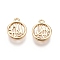 Flat Round Brass Pendant Rhinestone Settings, Nickel Free, Real 18K Gold Plated, Fit for 0.9mm Rhinestone, 11.5x10x1.5mm, Hole: 1.2mm